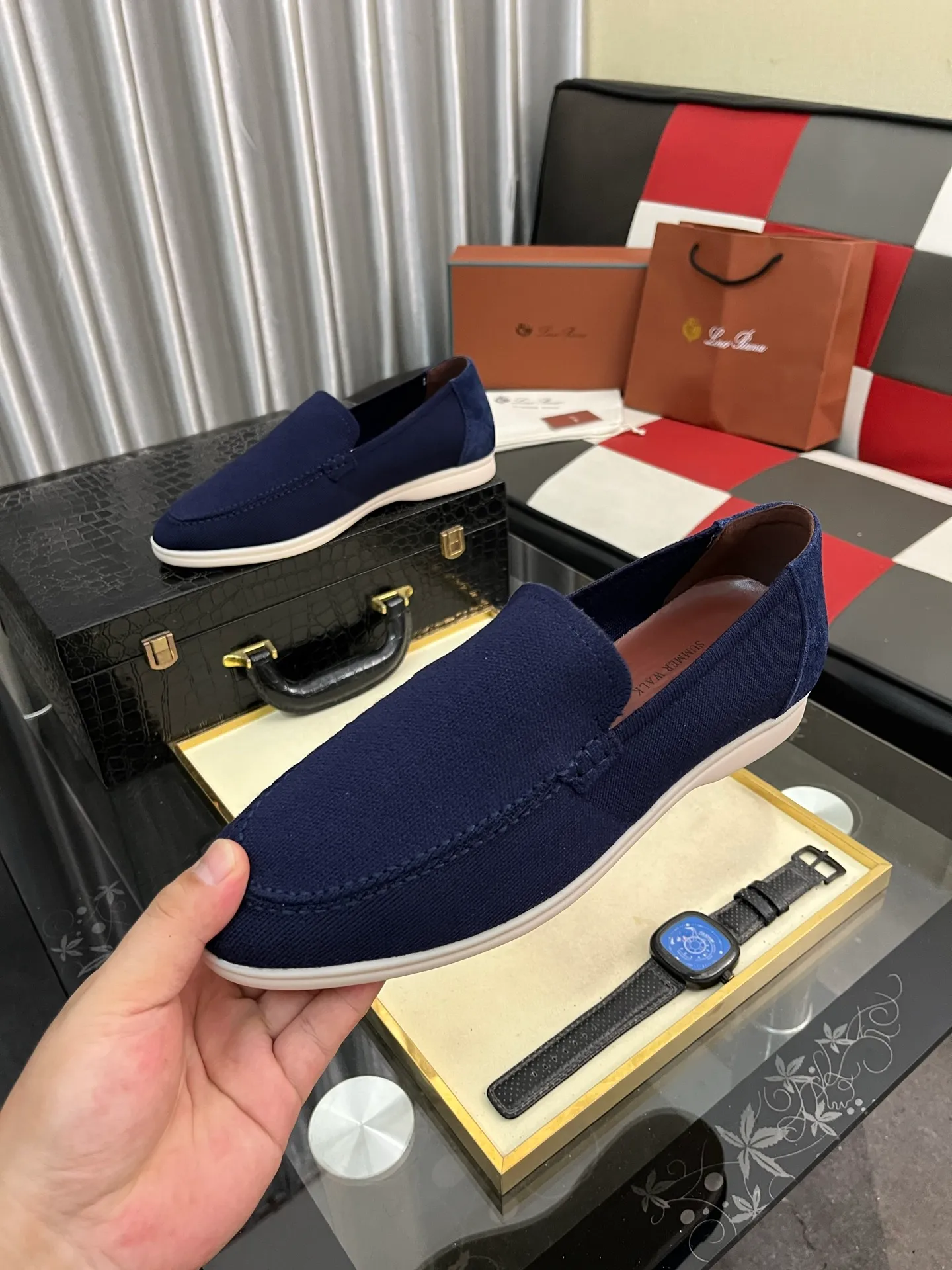 Men's men's shoes💰420⌚️⌚️Loro*Piana pure original 2025 soft and comfortable LP deerskin flat-soled casual star's same style slip-on Loaf men's shoes, size: 38-446️⃣colors available